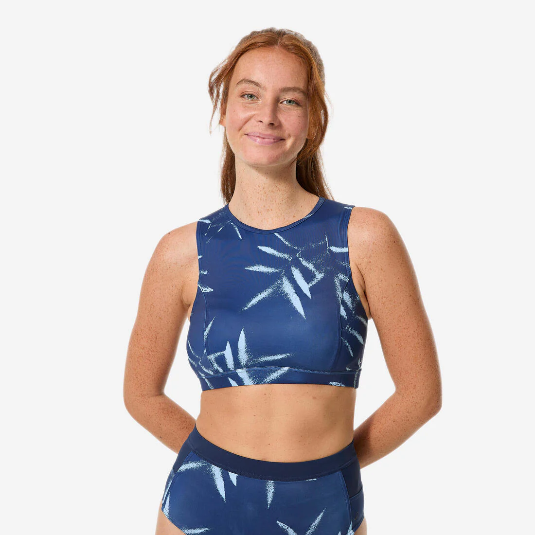 Top Bikini Surf Carla Mujer Azul Marino Cremallera Trasera