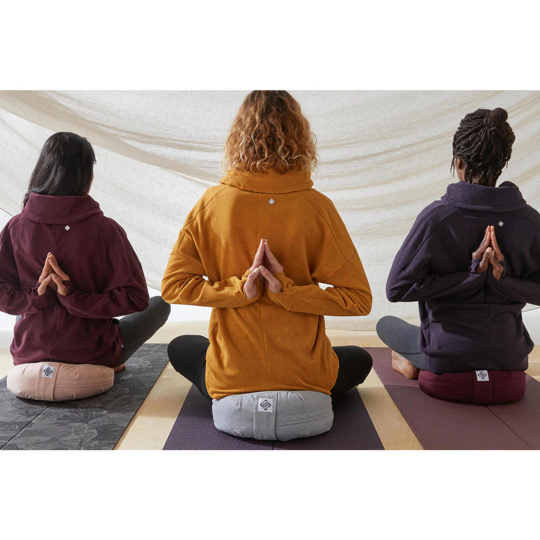 Zafu cojín de yoga y meditación Kimjaly forma redonda gris - Image 5